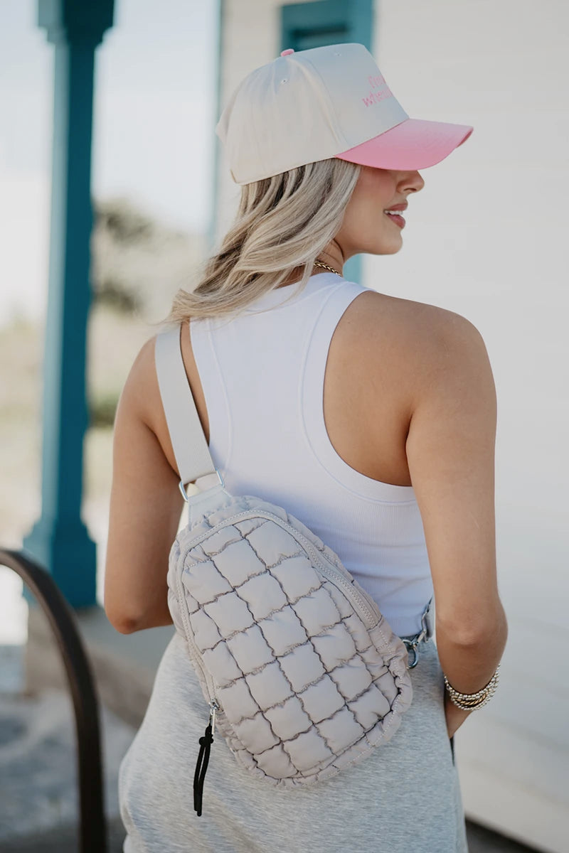 Sand Wholesale Quilted Sling Belt Bag