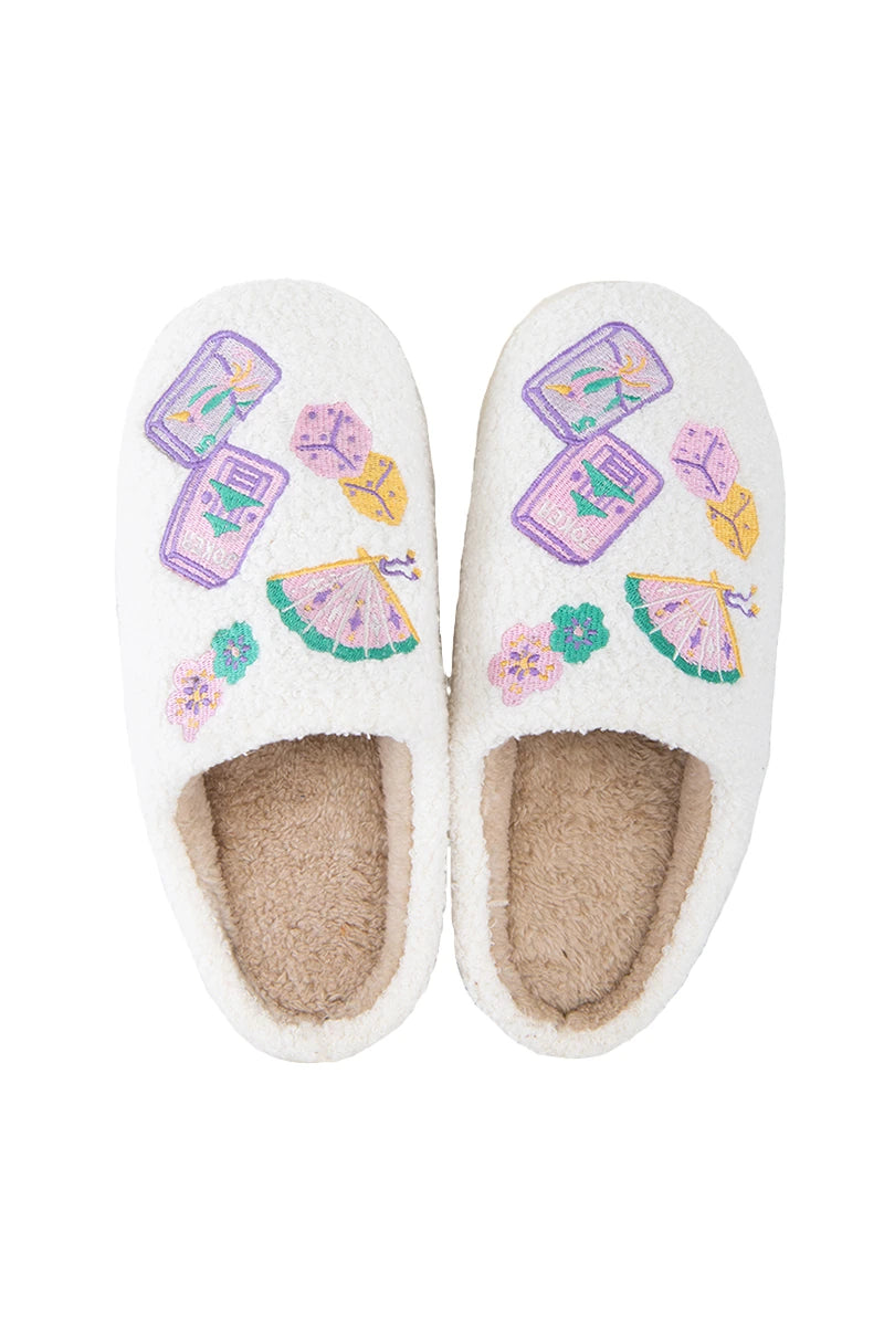 Mahjong Pieces Wholesale Fuzzy Slippers