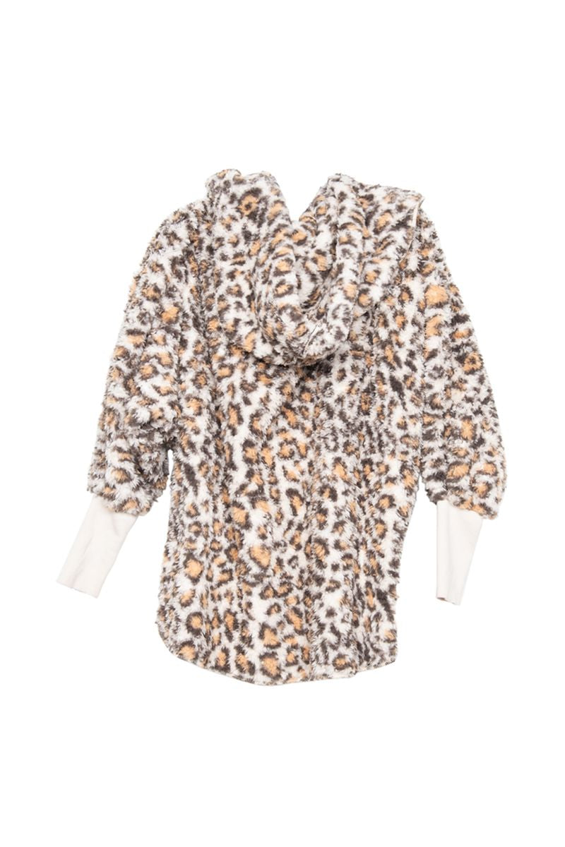 Tan Leopard Hooded Body Wrap with Pockets