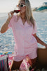 Light Pink Wholesale Plaid Pajama Set