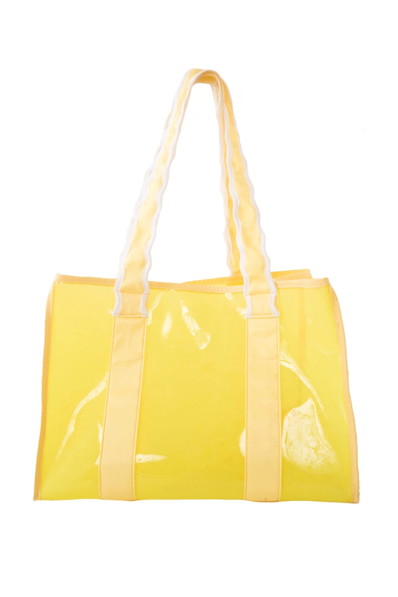 Yellow Scalloped Handle Jelly Tote Bag Wholesale